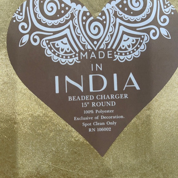 Made In India Beaded Charger Placemat Centerpiece 15”Round White Gold Christmas - Picture 4 of 5